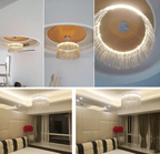 Extra Large Round Aluminum Tassel Chain Chandelier for Living/Dining Room/Villa/Duplex Hall - fovolighting