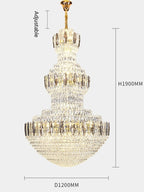 Extra Large Round Crystal Chandelier Luxury Foyer High Ceiling Light Fixture For Living Room/ Hotel Hall Entrance - fovolighting