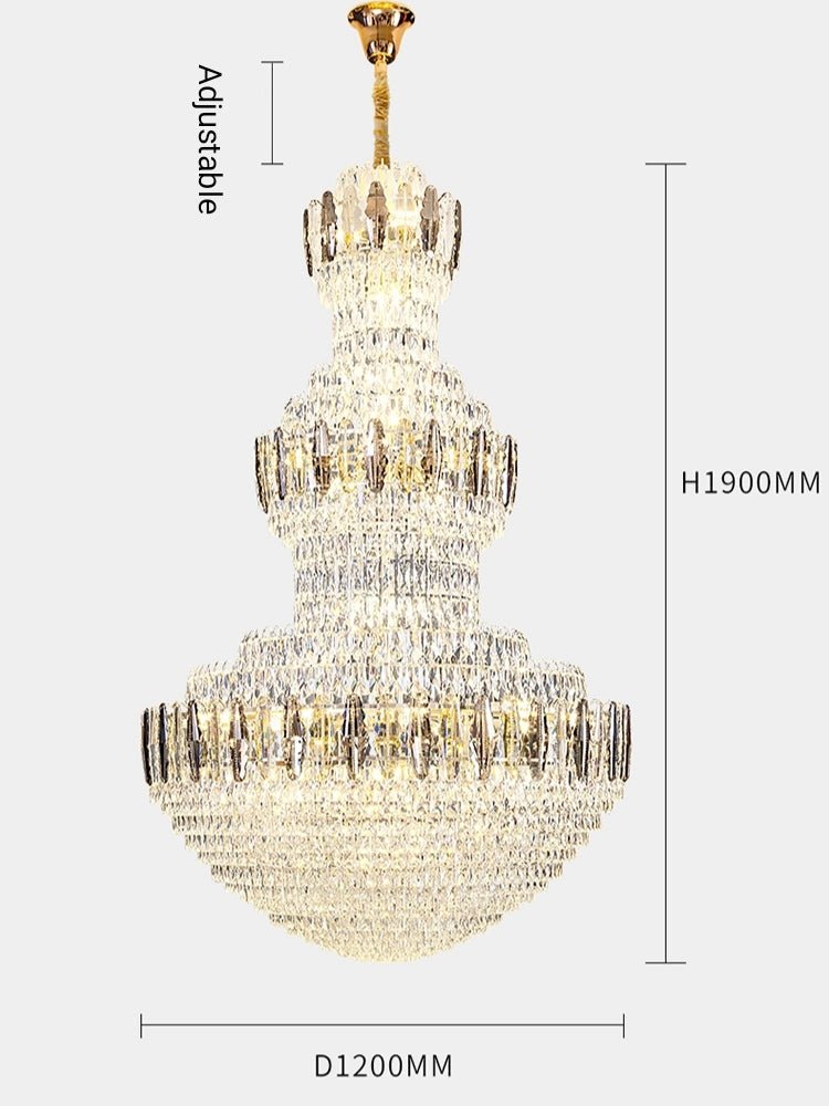 Extra Large Round Crystal Chandelier Luxury Foyer High Ceiling Light Fixture For Living Room/ Hotel Hall Entrance - fovolighting