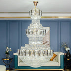 Extra Large Round Crystal Chandelier Luxury Foyer High Ceiling Light Fixture For Living Room/ Hotel Hall Entrance - fovolighting