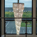 Extra Large Spiral Tiered Long Crystal Chandelier Luxury Crystal Tassel Light Fixture For Staircase/Entryway - fovolighting