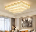 Extra Large Three Layers Rectangular Luxury Flush Mounted Crystal Chandelier for Living Room - fovolighting
