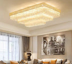 Extra Large Three Layers Rectangular Luxury Flush Mounted Crystal Chandelier for Living Room - fovolighting