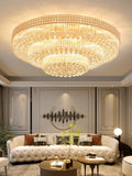 Extra Large Three Layers Round Luxury Flush Mounted Crystal Chandelier for Living Room - fovolighting