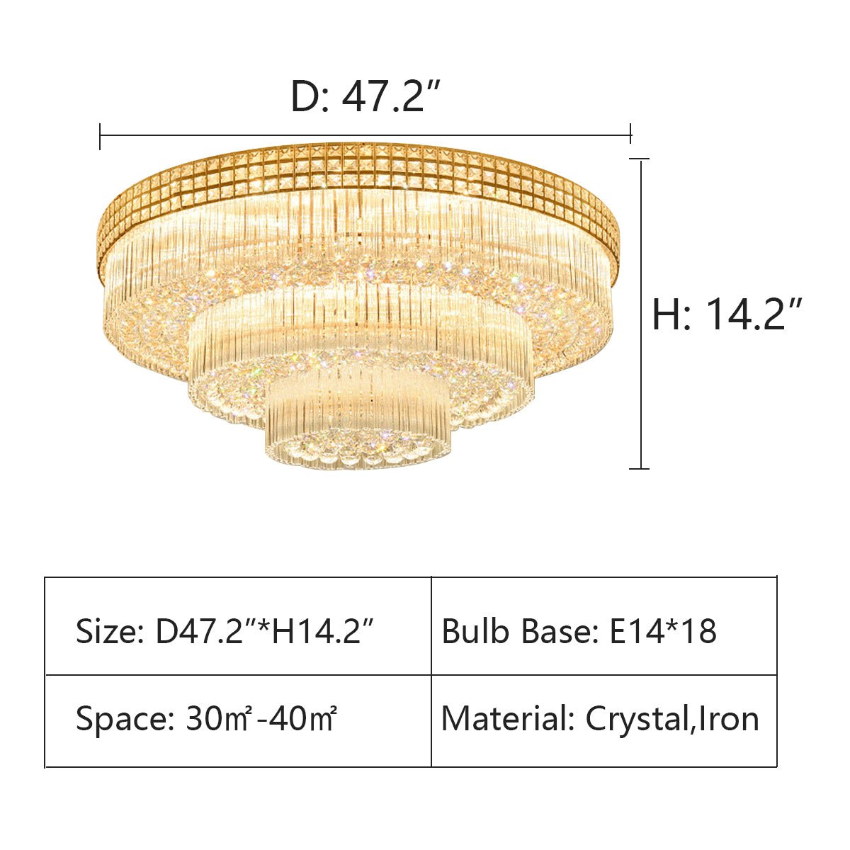Extra Large Three Layers Round Luxury Flush Mounted Crystal Chandelier for Living Room - fovolighting