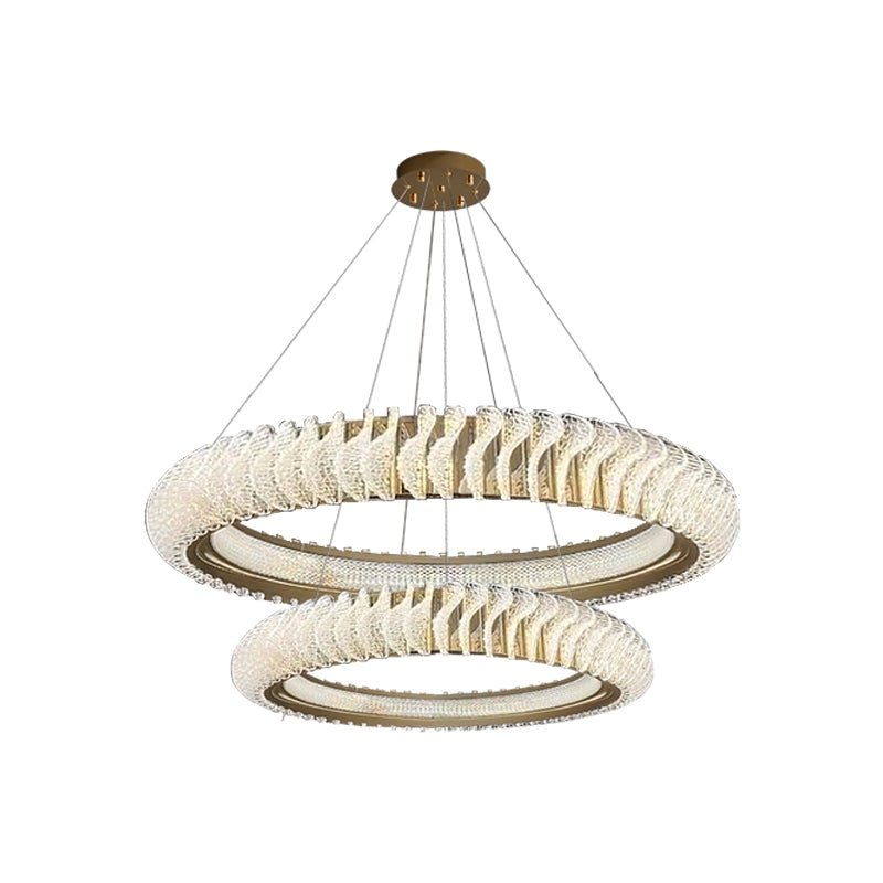 Extra Large Tiers Modern Stainless Steel Ring Chandelier for Living Room/Foyer/Big Entrys - fovolighting