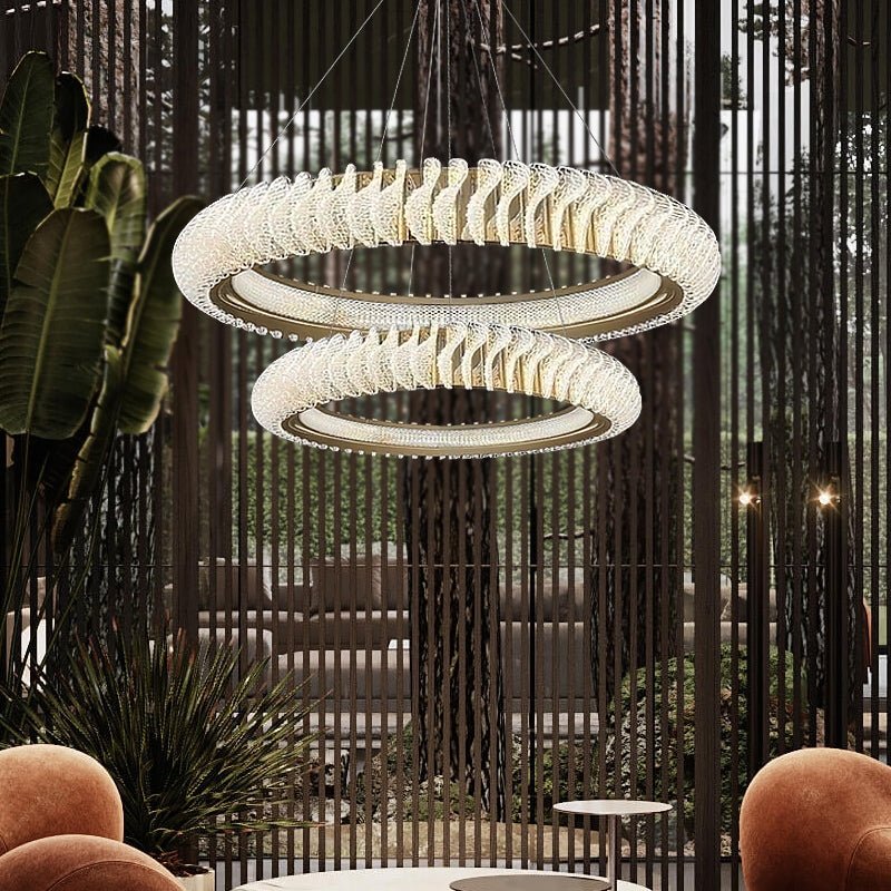 Extra Large Tiers Modern Stainless Steel Ring Chandelier for Living Room/Foyer/Big Entrys - fovolighting