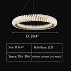 Extra Large Tiers Modern Stainless Steel Ring Chandelier for Living Room/Foyer/Big Entrys - fovolighting