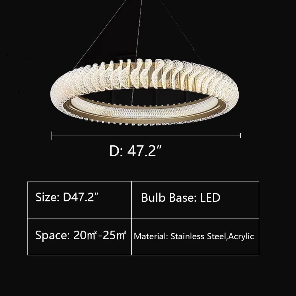 Extra Large Tiers Modern Stainless Steel Ring Chandelier for Living Room/Foyer/Big Entrys - fovolighting