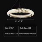 Extra Large Tiers Modern Stainless Steel Ring Chandelier for Living Room/Foyer/Big Entrys - fovolighting
