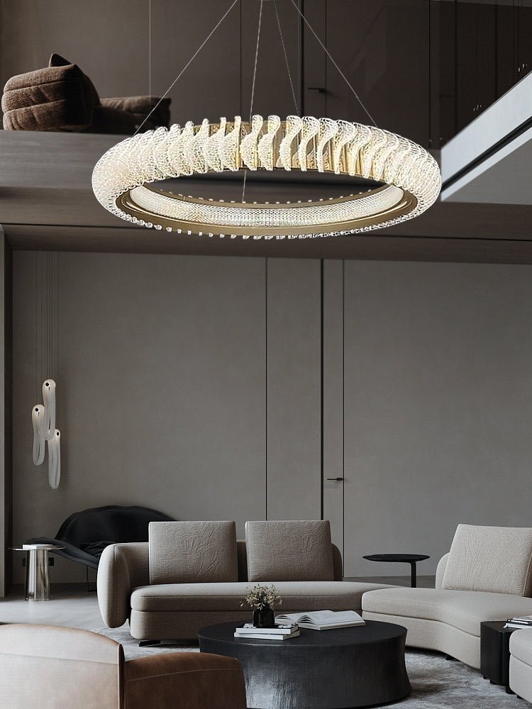 Extra Large Tiers Modern Stainless Steel Ring Chandelier for Living Room/Foyer/Big Entrys - fovolighting