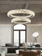 Extra Large Tiers Modern Stainless Steel Ring Chandelier for Living Room/Foyer/Big Entrys - fovolighting