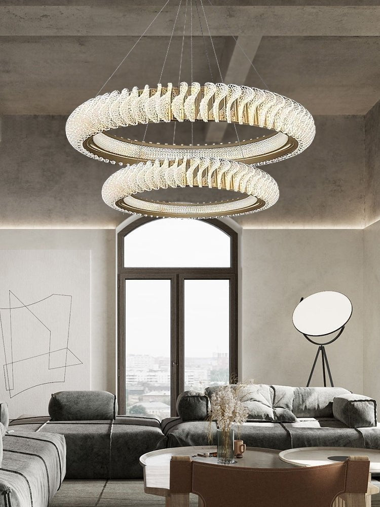 Extra Large Tiers Modern Stainless Steel Ring Chandelier for Living Room/Foyer/Big Entrys - fovolighting