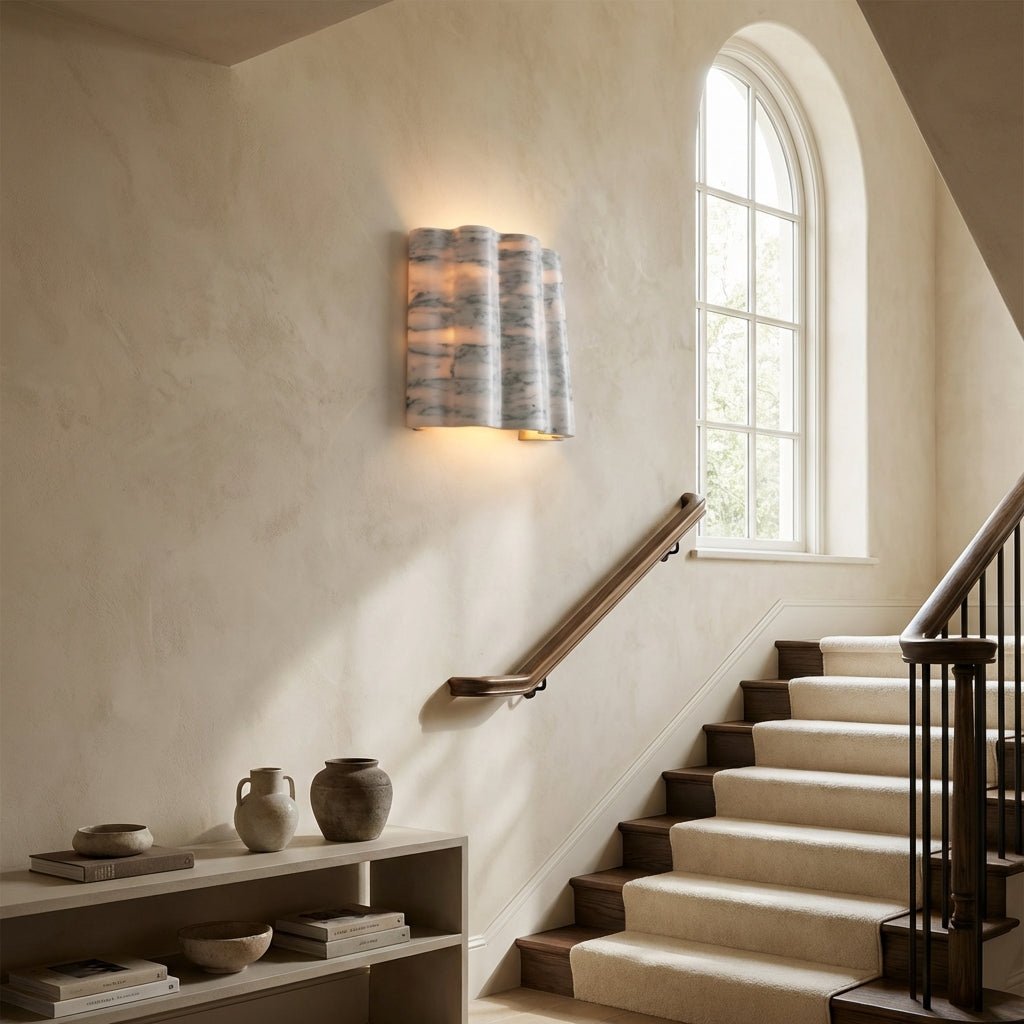 Faience Sculptural Marble Wall Sconce - fovolighting