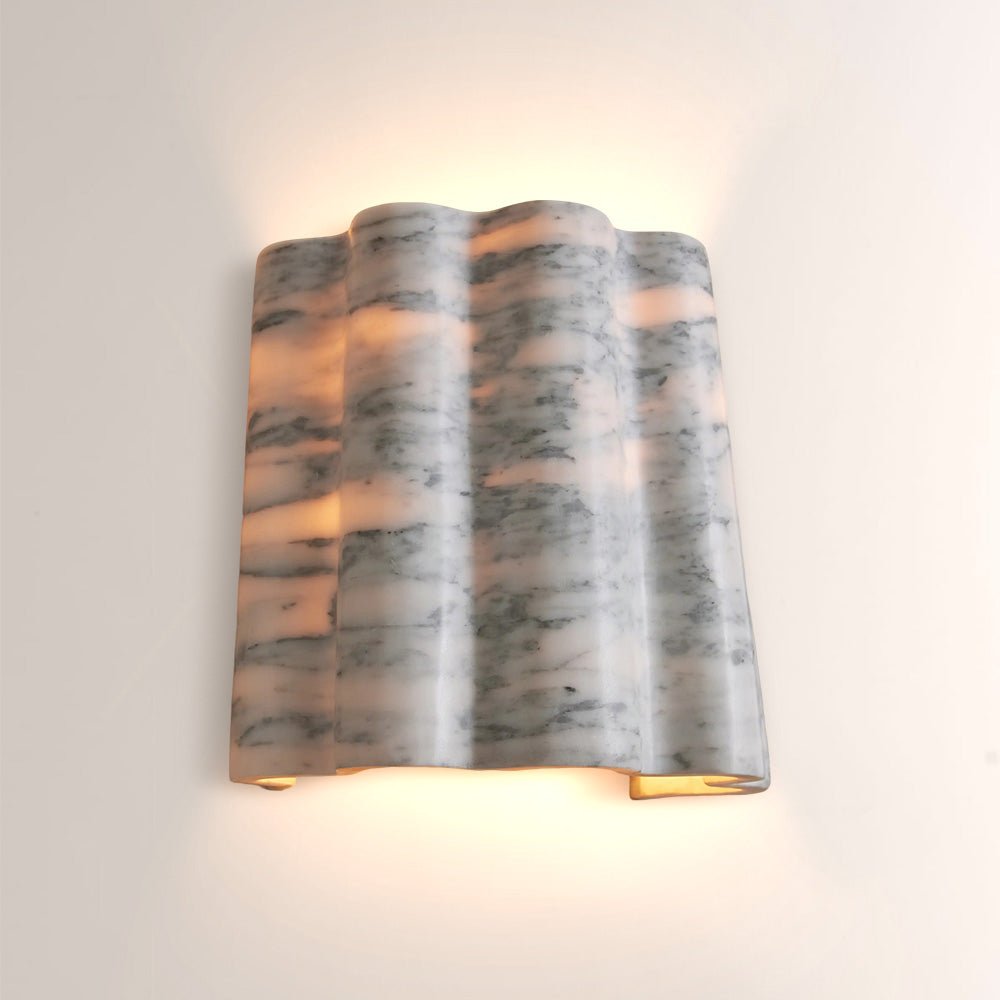 Faience Sculptural Marble Wall Sconce - fovolighting