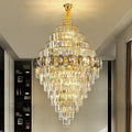 Fashion Large Staircase Chandelier For Foyer Living Room Entrance Crystal Ceiling Light Fixture In Gold Finish - fovolighting