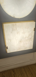 Flush Mount Ceiling Light with Alabaster Shade - fovolighting