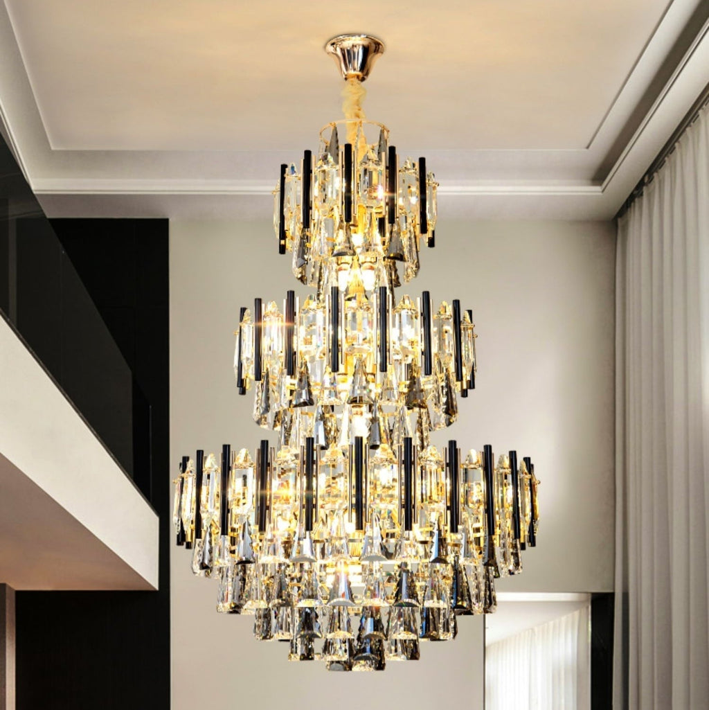 Foyer 3 Layers Extra Large Crystal Chandelier For Living Room Staircase Ceiling Lighting Fixture - fovolighting