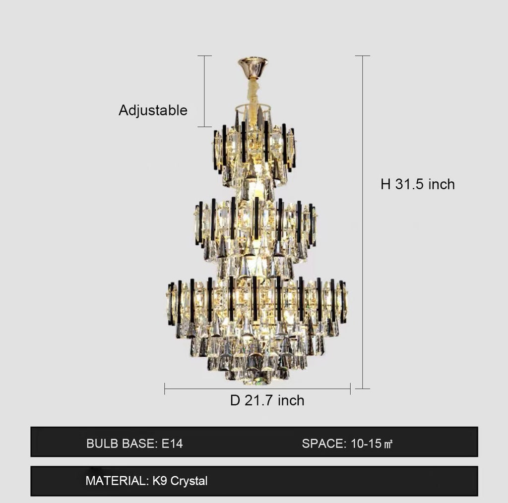 Foyer 3 Layers Extra Large Crystal Chandelier For Living Room Staircase Ceiling Lighting Fixture - fovolighting