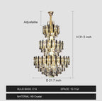 Foyer 3 Layers Extra Large Crystal Chandelier For Living Room Staircase Ceiling Lighting Fixture - fovolighting
