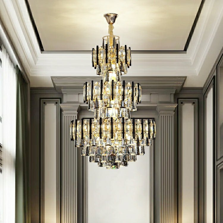 Foyer 3 Layers Extra Large Crystal Chandelier For Living Room Staircase Ceiling Lighting Fixture - fovolighting