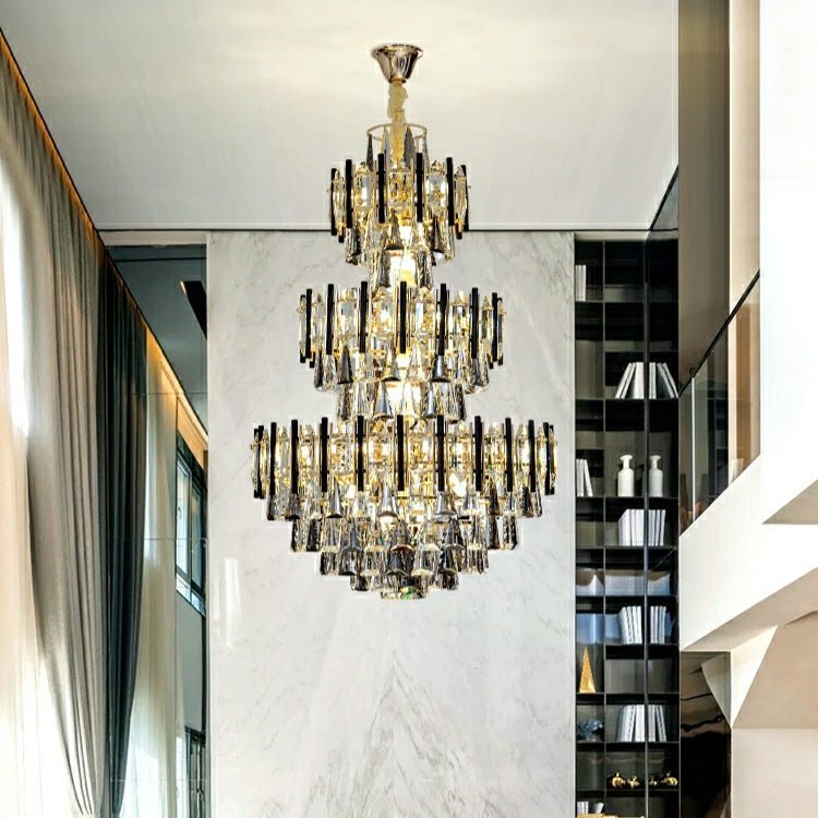 Foyer 3 Layers Extra Large Crystal Chandelier For Living Room Staircase Ceiling Lighting Fixture - fovolighting