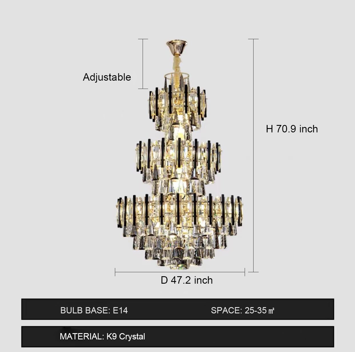 Foyer 3 Layers Extra Large Crystal Chandelier For Living Room Staircase Ceiling Lighting Fixture - fovolighting