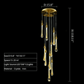 Foyer Glass Drops Pendant Chandelier Spiral Staircase High Ceiling Light Fixture In Gold Finish - fovolighting