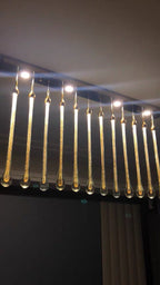Foyer Glass Drops Pendant Chandelier Spiral Staircase High Ceiling Light Fixture In Gold Finish - fovolighting