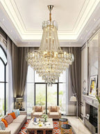 Foyer Staircase Chandelier Luxury K9 Crystal Ceiling Light For Living Room / Hallway - fovolighting