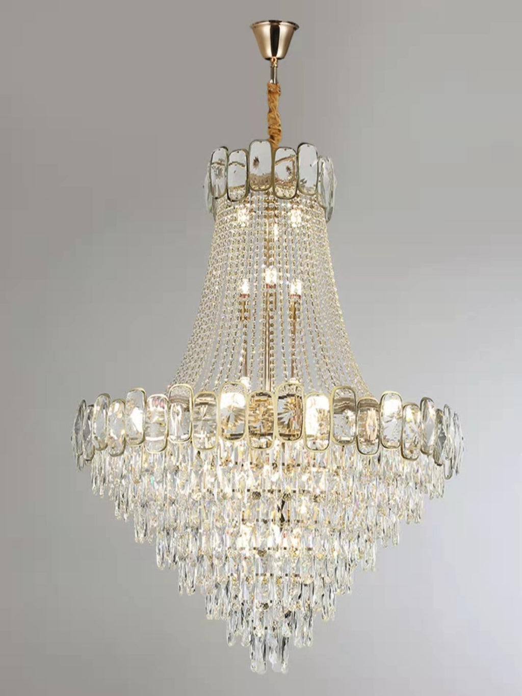 Foyer Staircase Chandelier Luxury K9 Crystal Ceiling Light For Living Room / Hallway - fovolighting