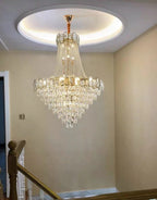 Foyer Staircase Chandelier Luxury K9 Crystal Ceiling Light For Living Room / Hallway - fovolighting