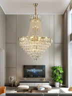 Foyer Staircase Chandelier Luxury K9 Crystal Ceiling Light For Living Room / Hallway - fovolighting