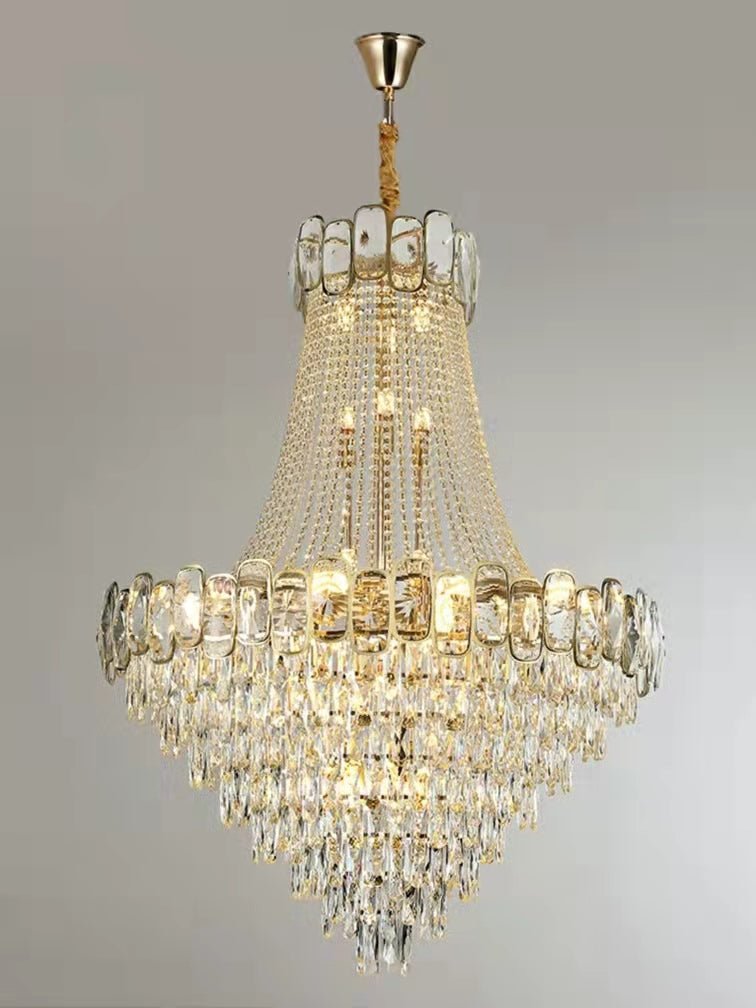 Foyer Staircase Chandelier Luxury K9 Crystal Ceiling Light For Living Room / Hallway - fovolighting