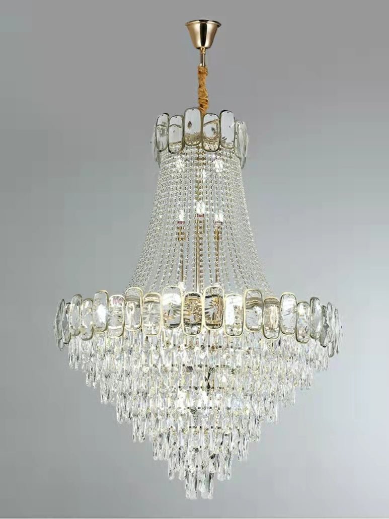 Foyer Staircase Chandelier Luxury K9 Crystal Ceiling Light For Living Room / Hallway - fovolighting