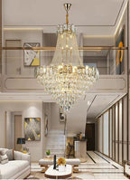 Foyer Staircase Chandelier Luxury K9 Crystal Ceiling Light For Living Room / Hallway - fovolighting