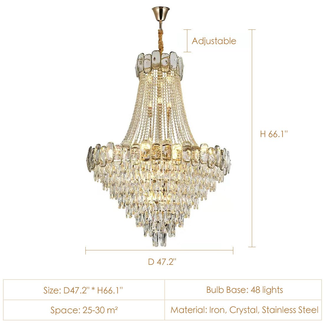 Foyer Staircase Chandelier Luxury K9 Crystal Ceiling Light For Living Room / Hallway - fovolighting