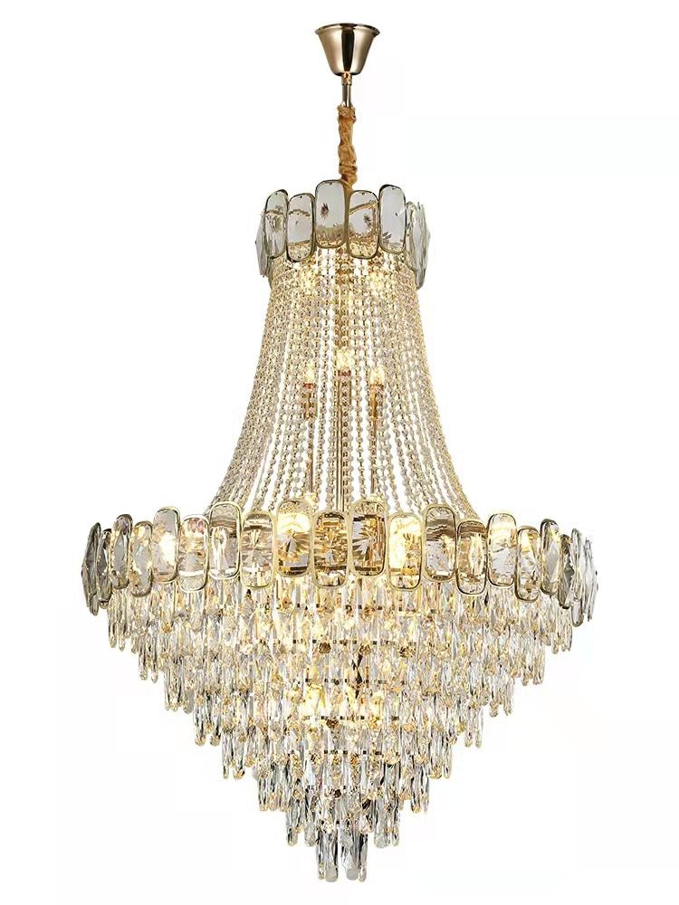 Foyer Staircase Chandelier Luxury K9 Crystal Ceiling Light For Living Room / Hallway - fovolighting