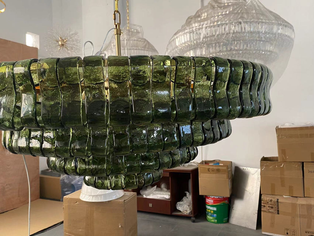 Ghiaccio Green Class Round Chandelier 24"36"48"60" - fovolighting