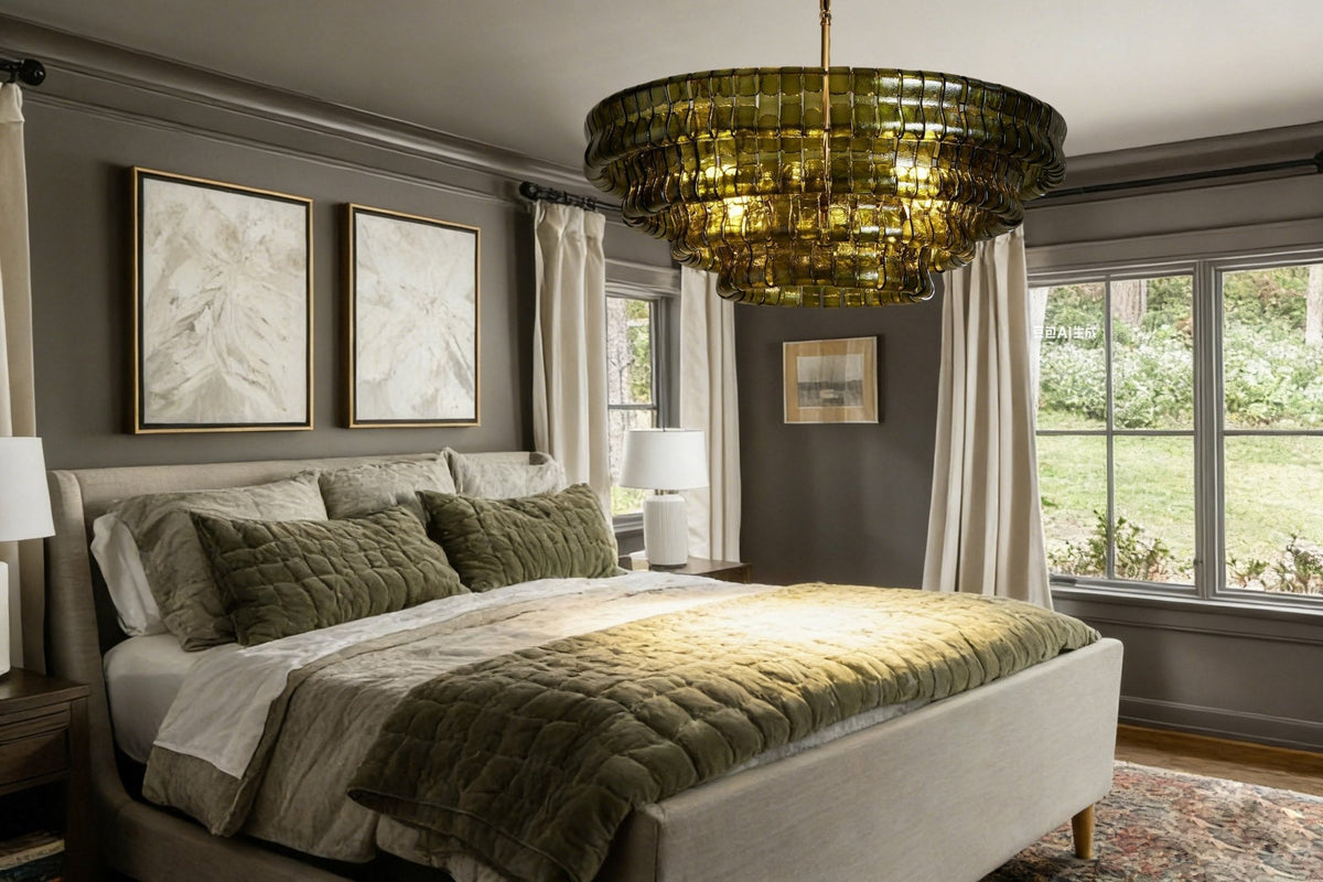 Ghiaccio Green Class Round Chandelier 24"36"48"60" - fovolighting
