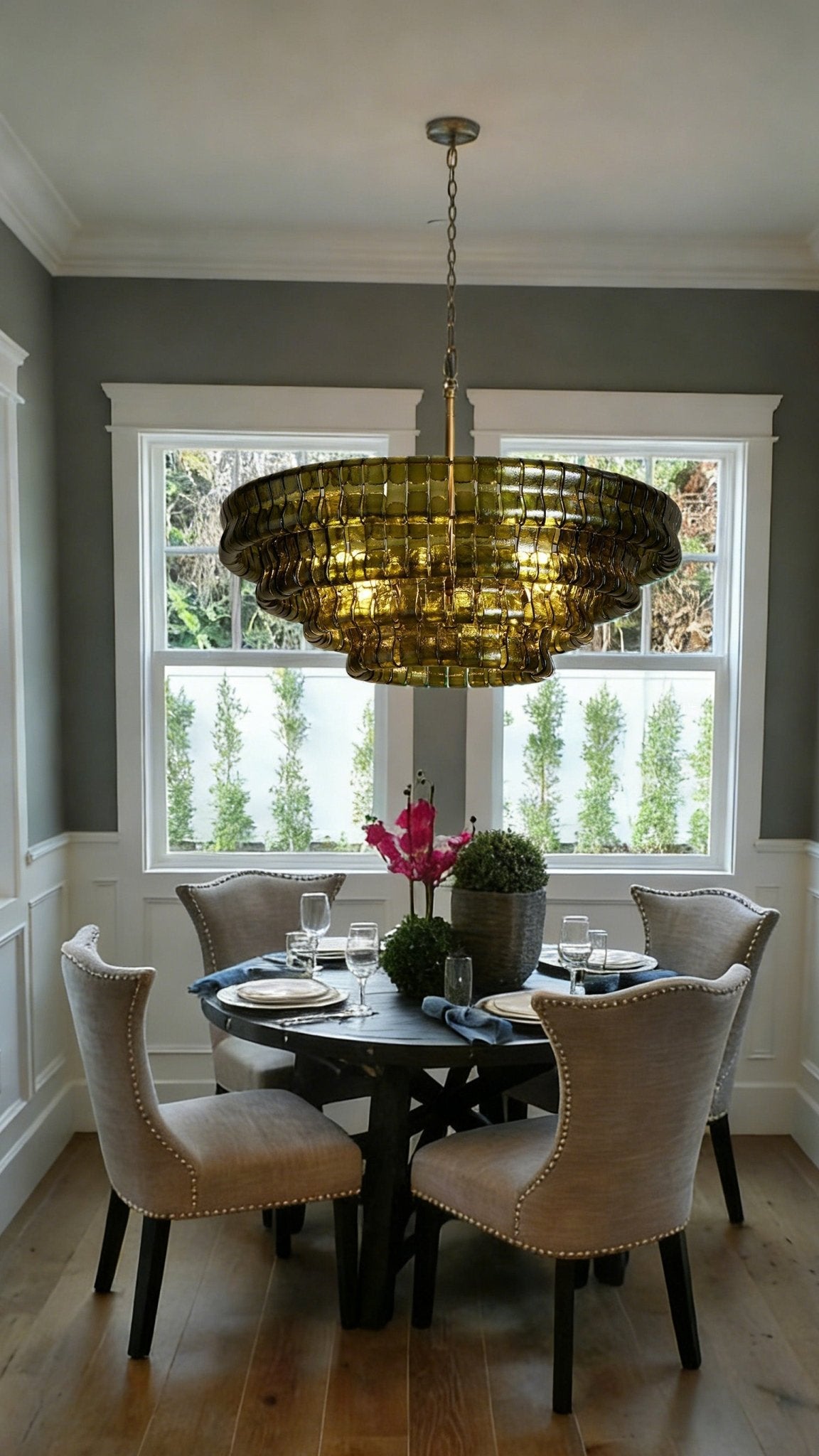 Ghiaccio Green Class Round Chandelier 24"36"48"60" - fovolighting