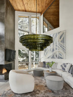 Ghiaccio Green Class Round Chandelier 24"36"48"60" - fovolighting