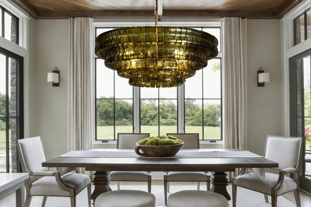 Ghiaccio Green Class Round Chandelier 24"36"48"60" - fovolighting