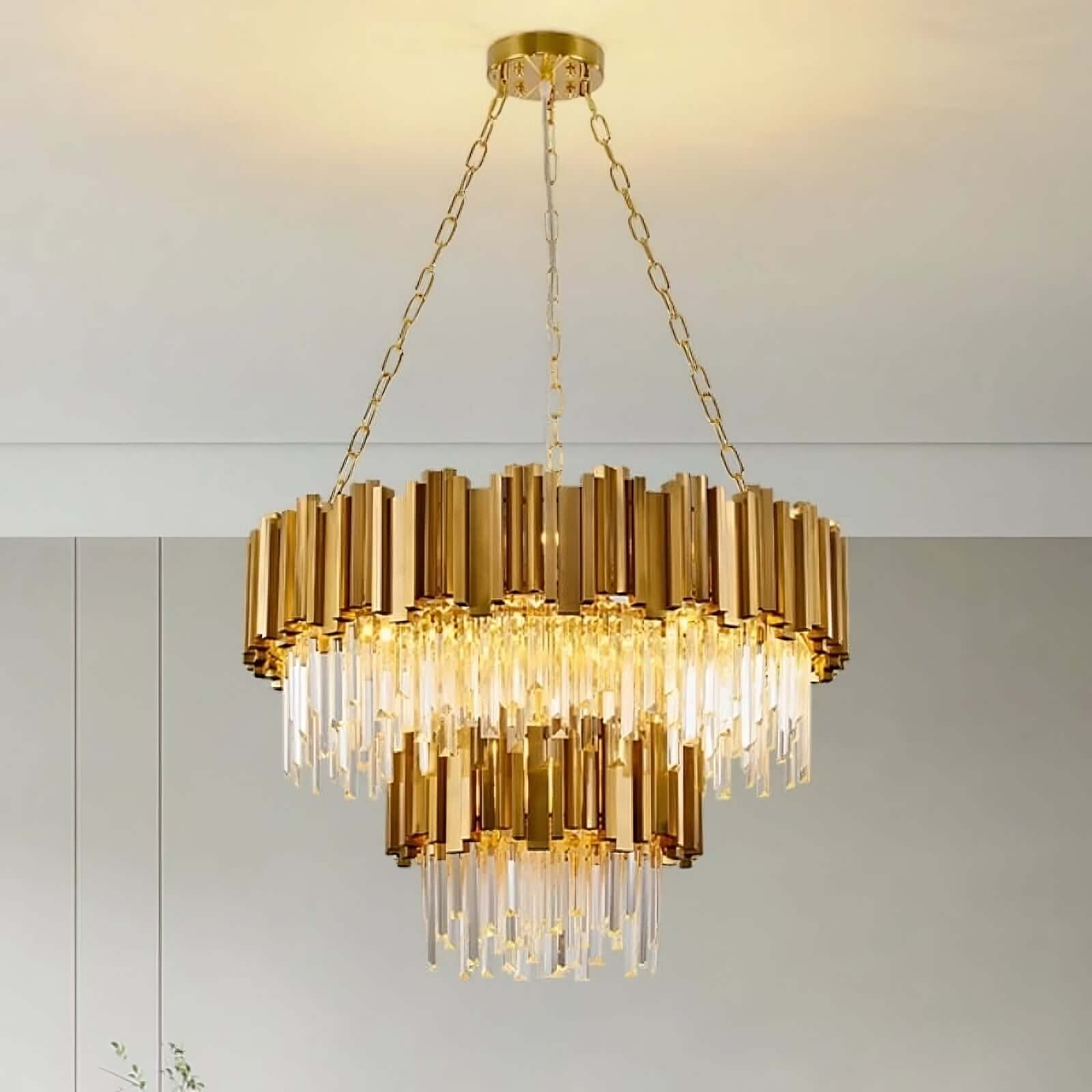Gio 2 - Tier Crystal Chandelier - fovolighting