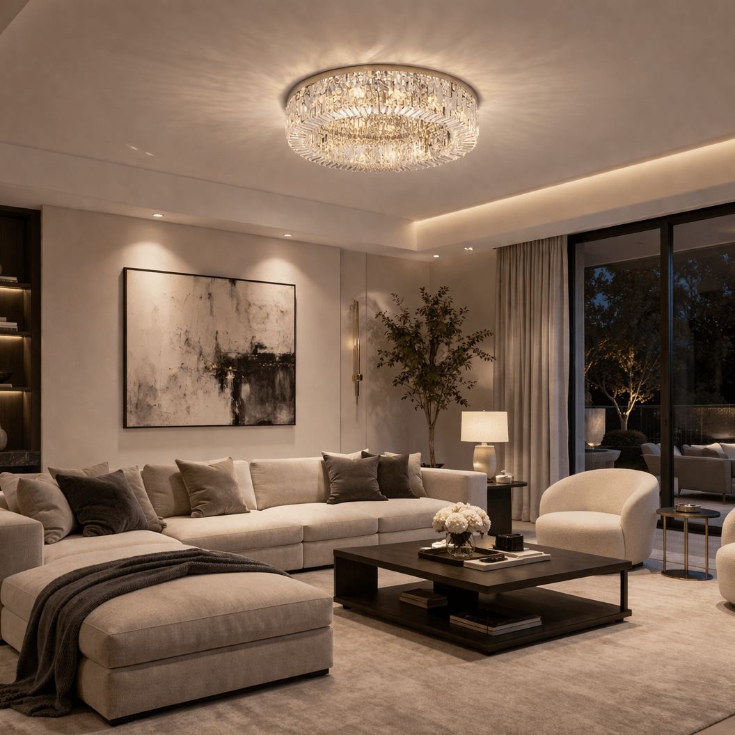 Gio Crystal Flush Mount Ceiling Chandelier - fovolighting