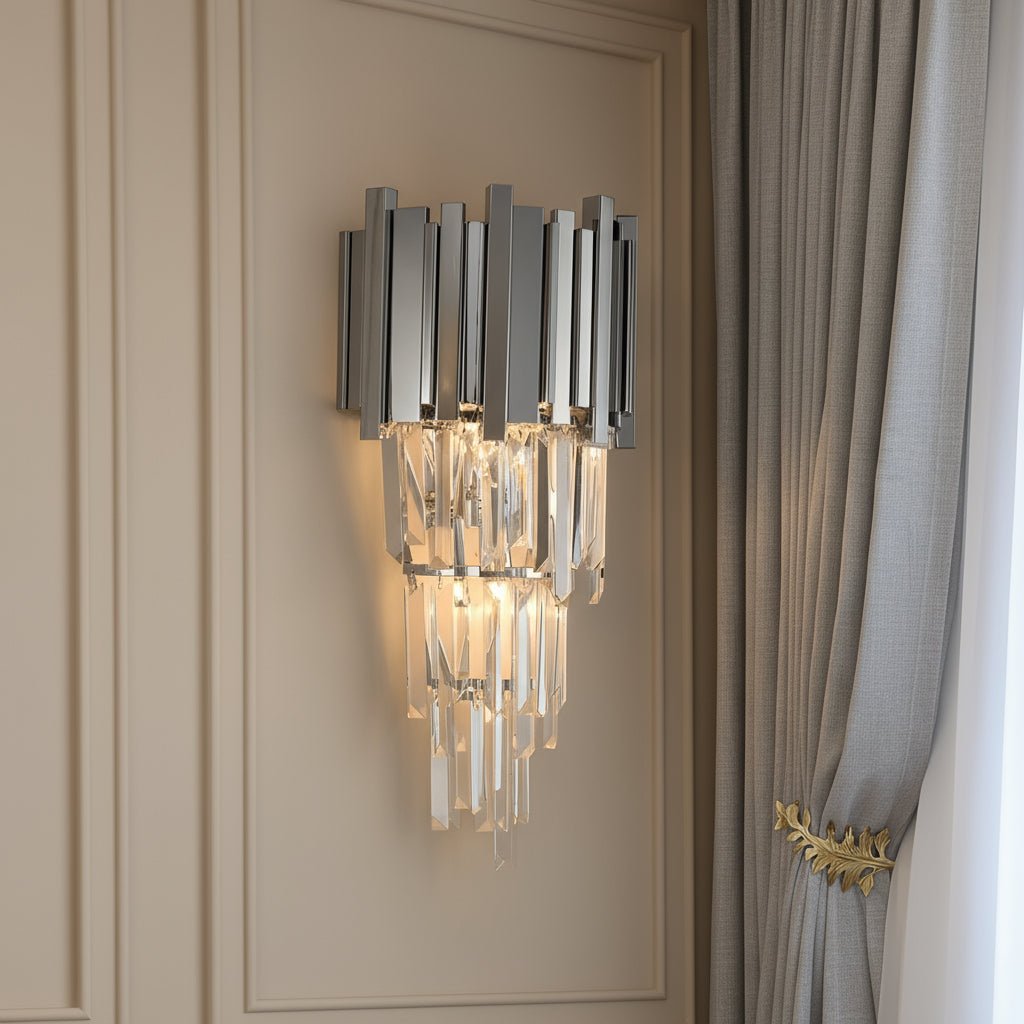 Gio Crystal & Steel Sconce - fovolighting