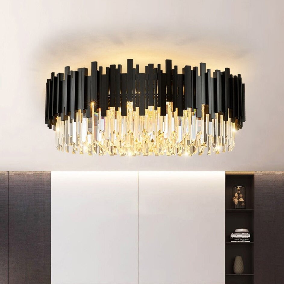 Gio Modern Black Flush Mount Chandelier - fovolighting