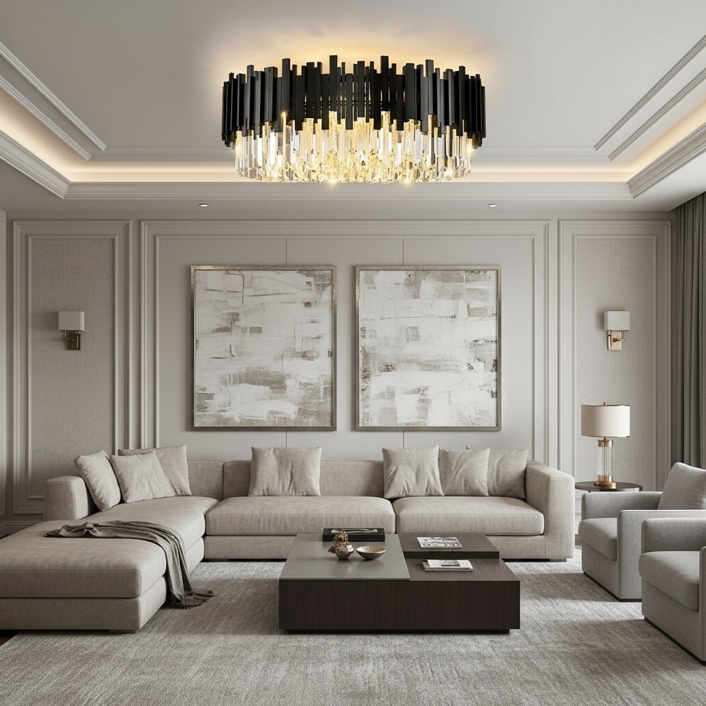 Gio Modern Black Flush Mount Chandelier - fovolighting