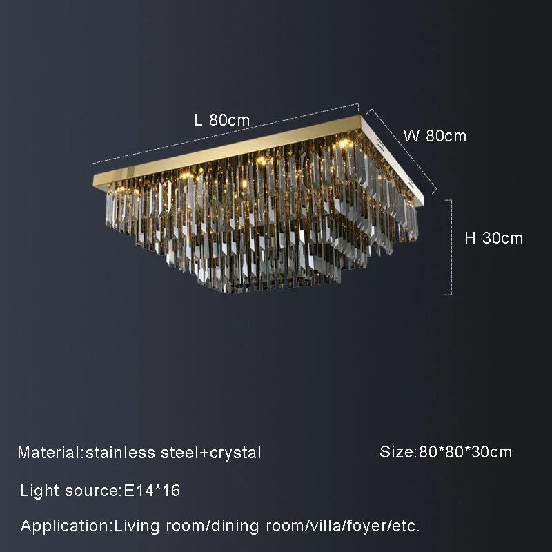Gio Smoke Grey Crystal Chandelier - fovolighting