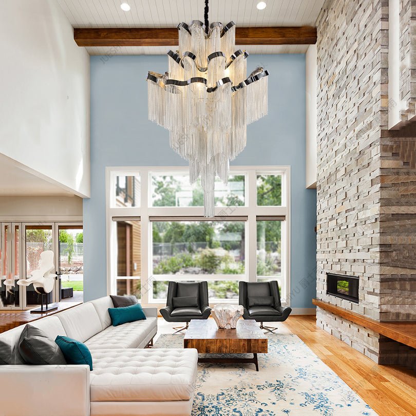 Gladys Aluminum Chain Tassel Stream Chandelier - fovolighting